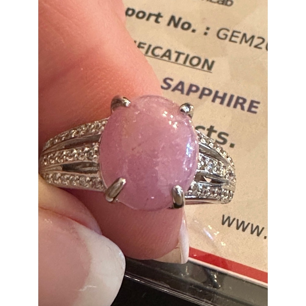RARE Certified Natural Madagascar Pink Sapphire Ring Platinum over Sterling